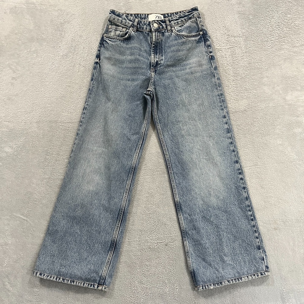 Zara Kaia Jeans Womens 4 Wide Leg High Rise Western Festival Grunge Cowgirl